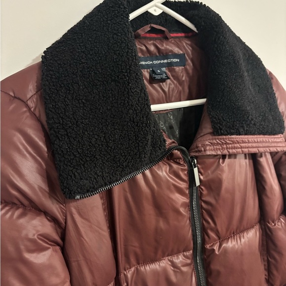 French Connection Burgundy Jacket Water Repellant Puffer Jacket Size Small - Picture 2 of 7